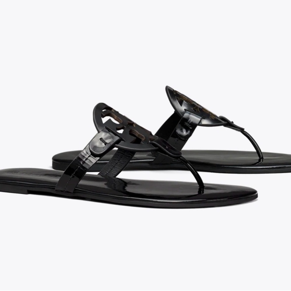Tory Burch Black Miller Soft Patent Leather Sandal